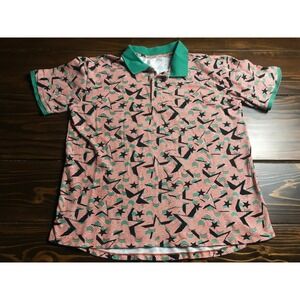 LuLaRoe Shirt, Men's Size Large, Red Green Black, Stars, Polo